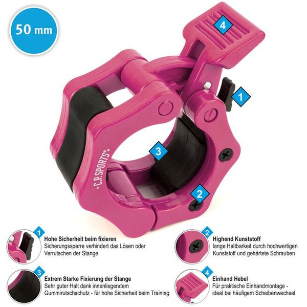 Hovedbilde C.P Sports - Jaw Lock Låseklemmer - 50 mm Pink