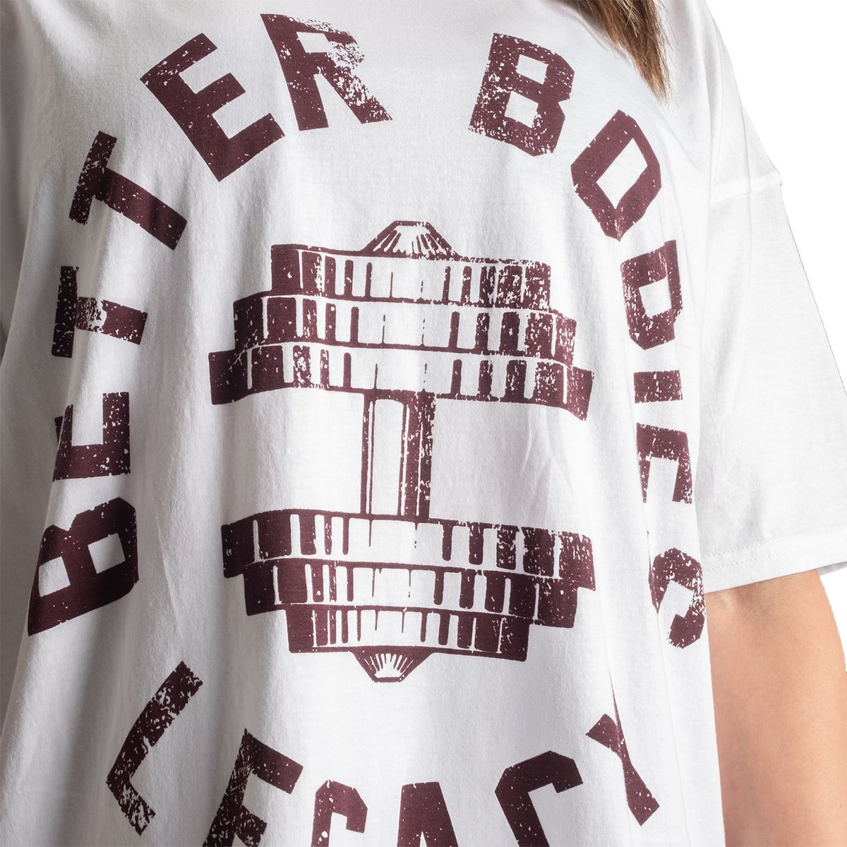 Better Bodies Legacy Oversized Tee - White/Maroon